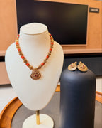 A beautiful blend of coral-red beads and antique temple detailing – KPK032 product image 2