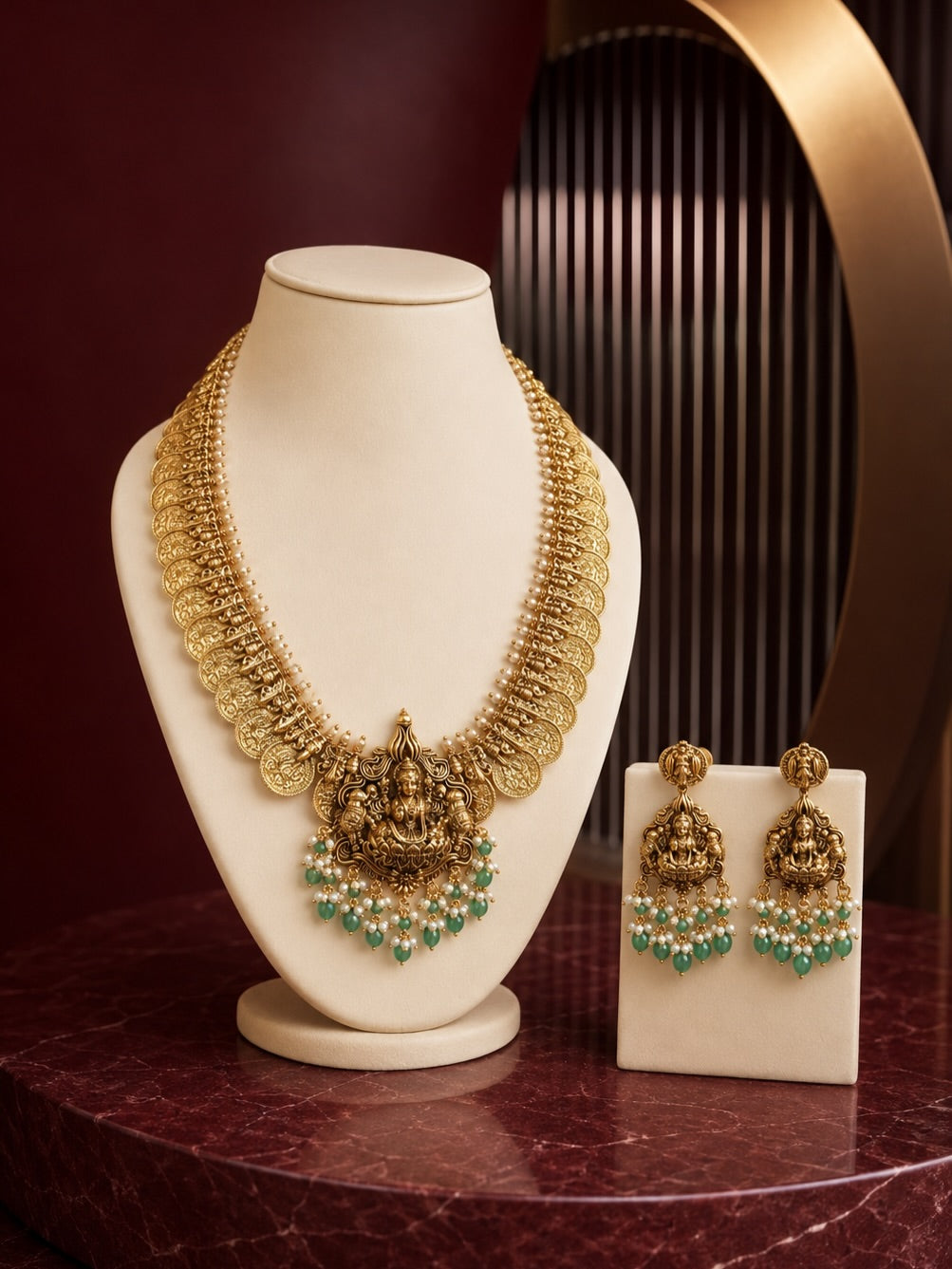 A timeless Lakshmi temple jewellery set crafted in an elegant… – KPK035 product image 1