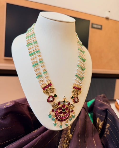 A timeless fusion of pearls, mint-green beads and rich ruby detailing – KPK030 product image 2