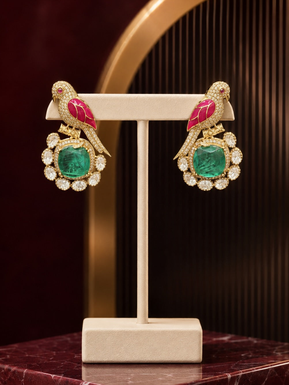 Multicolour peacock statement earrings – KPK043