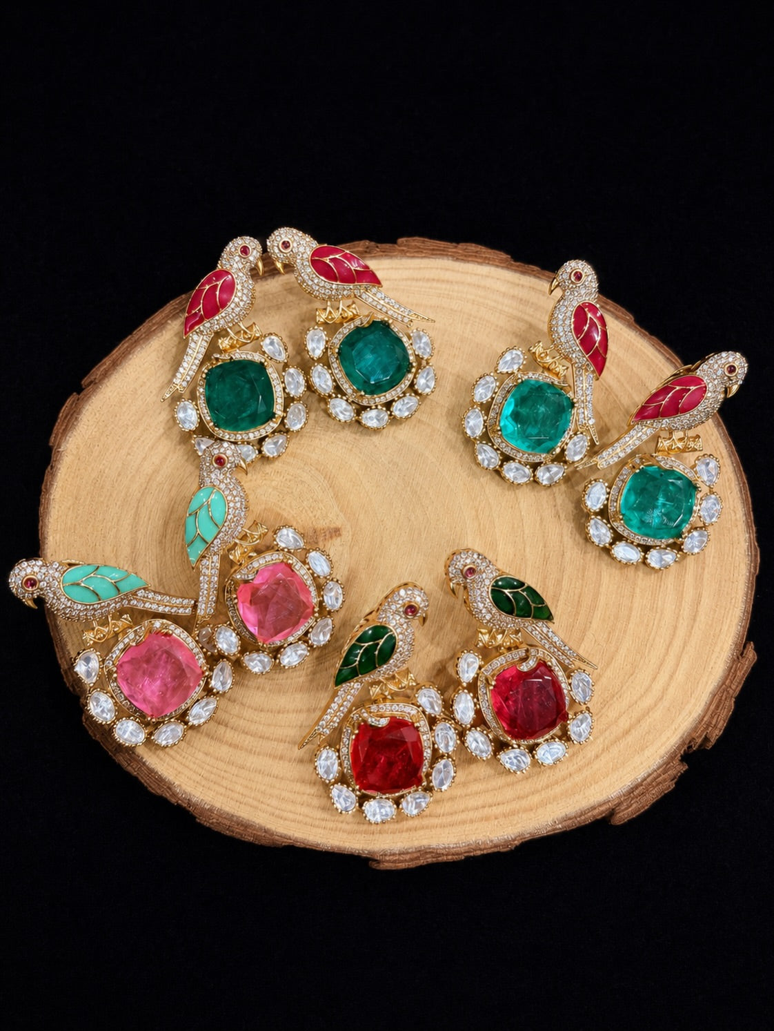 Multicolour peacock statement earrings – KPK043 image 2