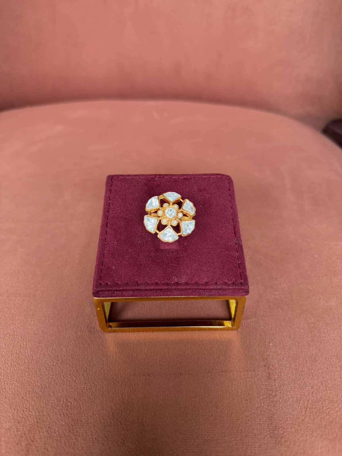 Floral Polki Statement Ring – image 2