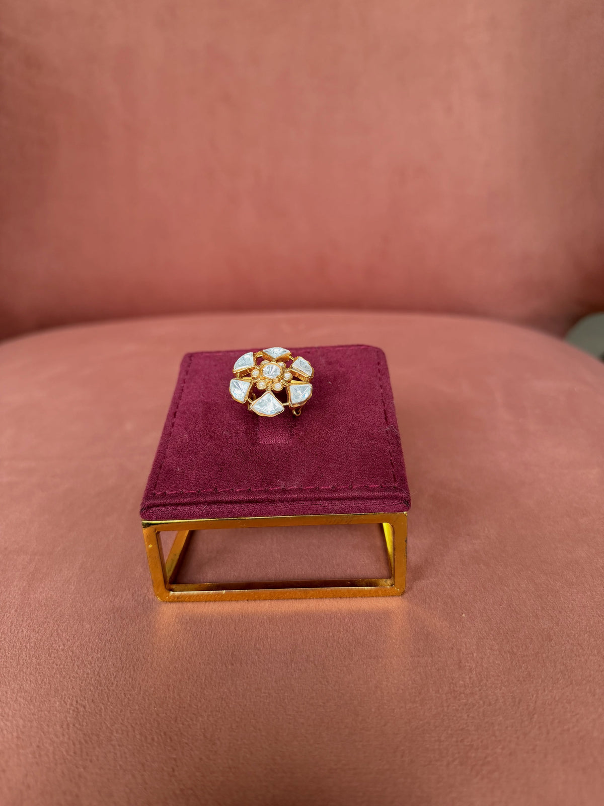 Floral Polki Statement Ring – image 3