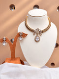White Polki Teardrop Pendant Necklace Set – image 1